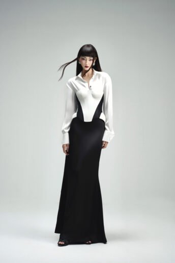 Planny Ver2. White Shirt & Iron BW Corset & Kim B Maxi-Skirt