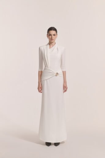 Astra Draped Midi in Ivory