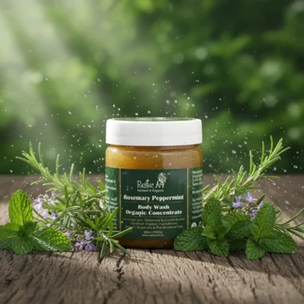 Organic Rosemary Peppermint Body Wash Concentrate - Cooling & Energizing for All Skin Types | Anti-Acne & Deep Cleansing | SLS & Paraben Free (200gm)