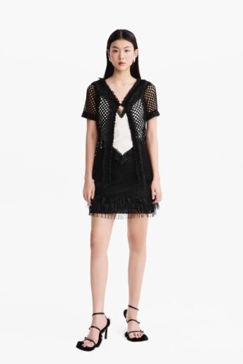 MONOCHROME LACE HEM TANK TOP