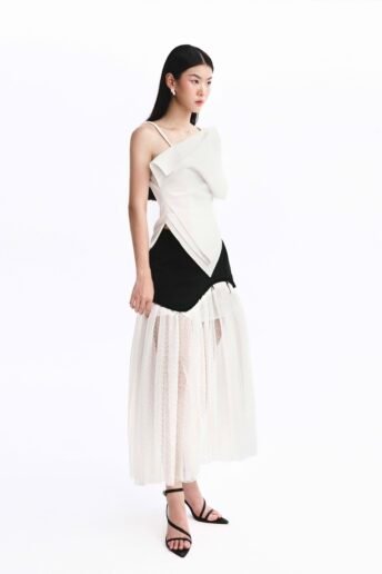 WHITE DRAPED LAYERED TOP