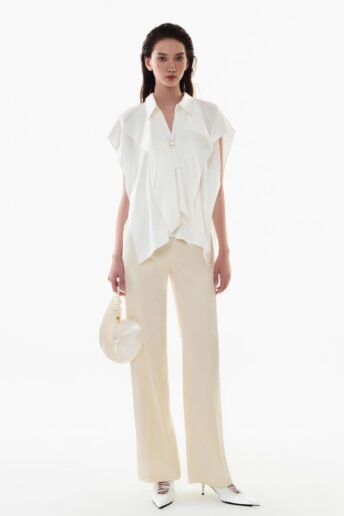 PEARL WHITE SHORT-SLEEVE COLLARED SHIRT