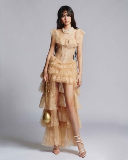 TIERED LACE MULLET DRESS