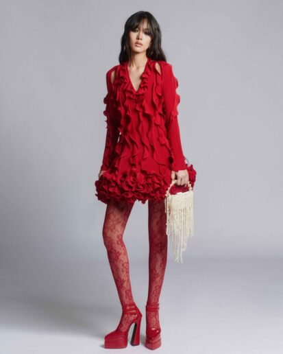 VASE-SHAPED FLORAL MINI DRESS