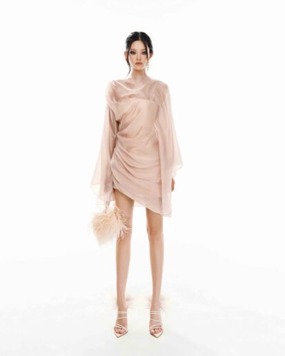 PEARL BLUSH DRAP MINI DRESS