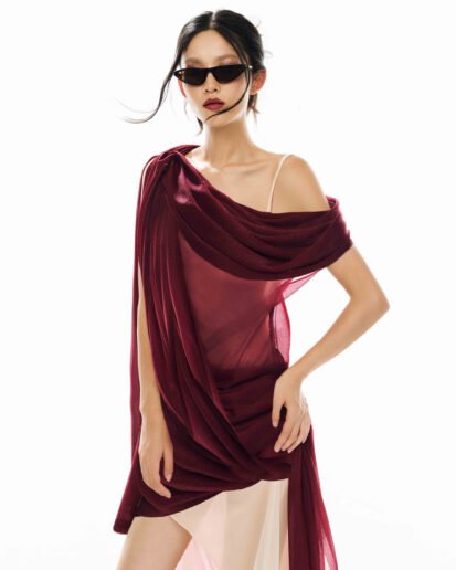 CHERRY CREAM OFF-SHOULDER MINI DRESS