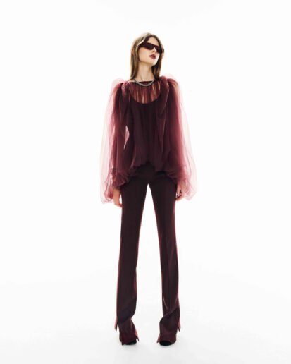 SLIT-HEM PANTS RED