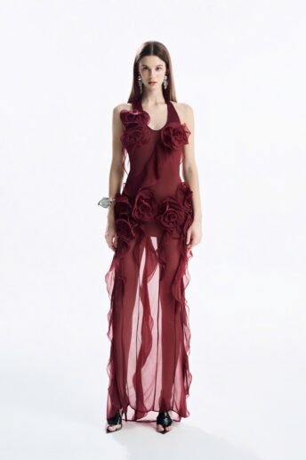 3D FLORAL WRAP DRESS R
